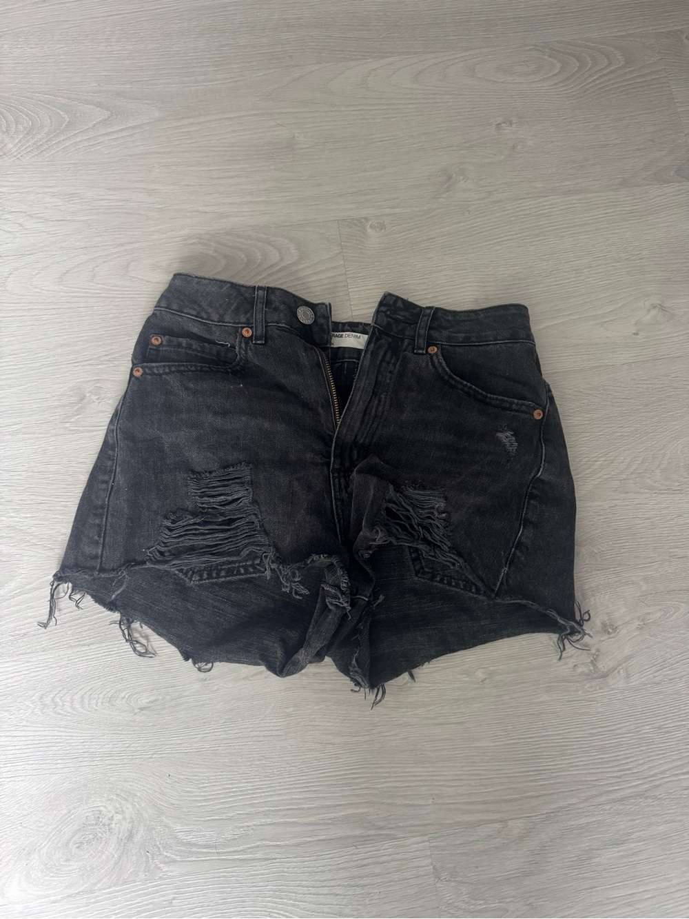 Garage Black Distressed Denim Cutoff Shorts